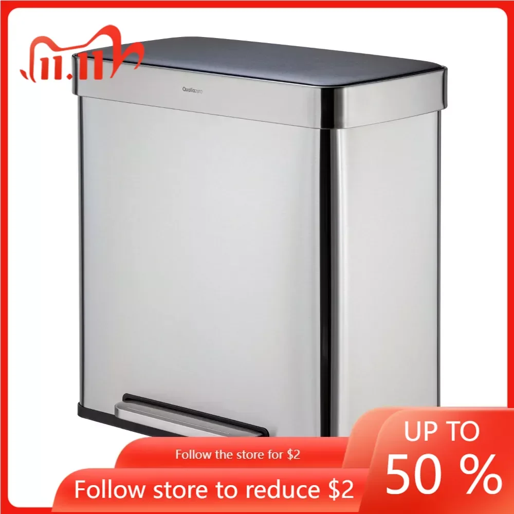 

Корзина для мусора на 16 галлонов, корзина для мусора на 8 галлонов с двумя отделениями, из нержавеющей стали, корзина для мусора, корзина для мусора в ванную комнату