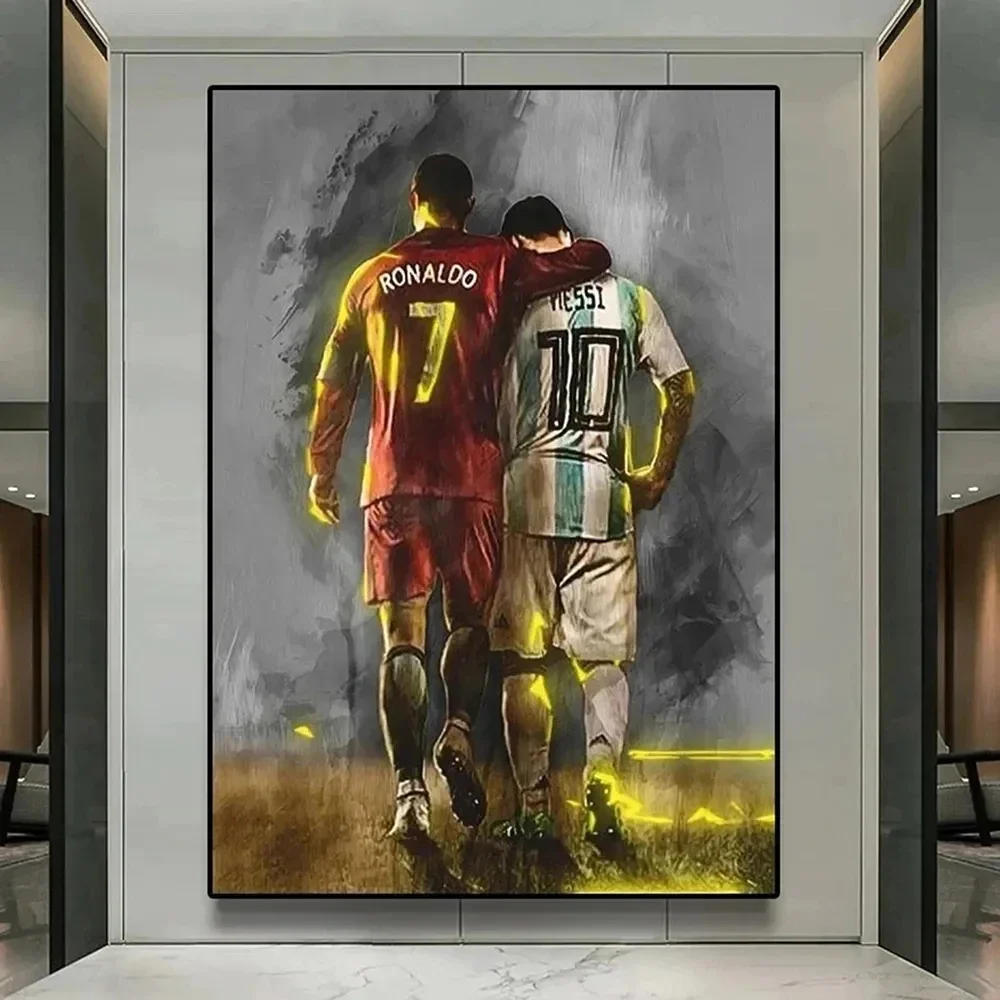 

Indoor Room Decoration Soccer Star with Frame Inspirational Canvas Painting Living Room Mural Airbrush Decoration Painting Core