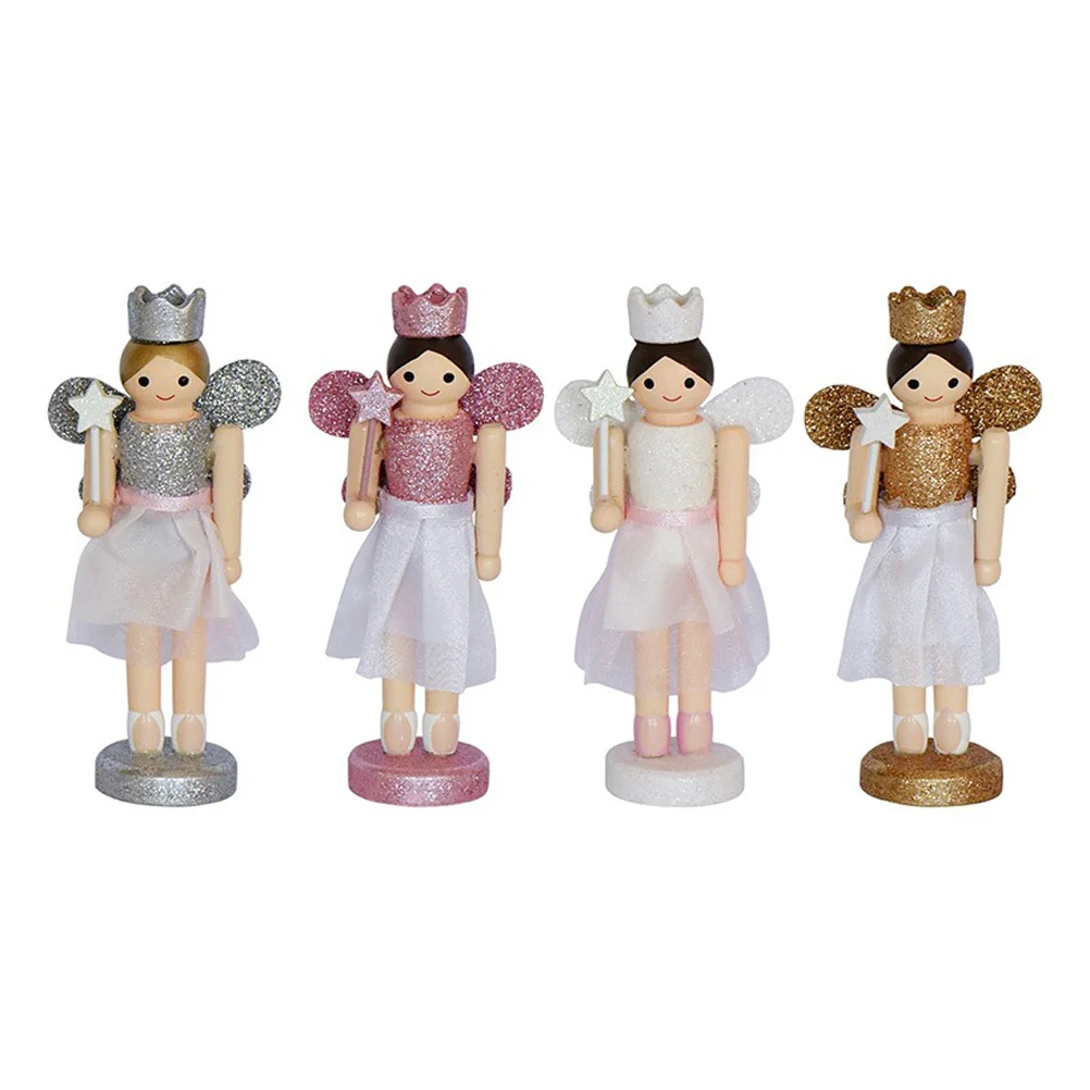 

Nutcrackers Nutcracker Wood Angel Christmas Puppet Home Accents Décor Girl Desktop Craft Wooden Figurine Decorations Crafts