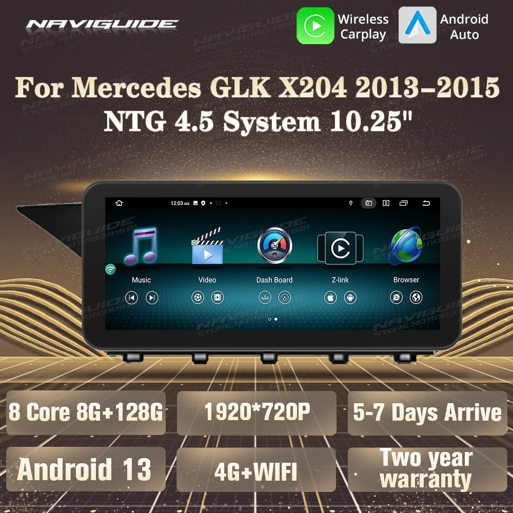 NAVIGUIDE 10 25 &quotAndroid 13 автомобильный радиоприемник мультимедийный плеер для Mercedes Benz