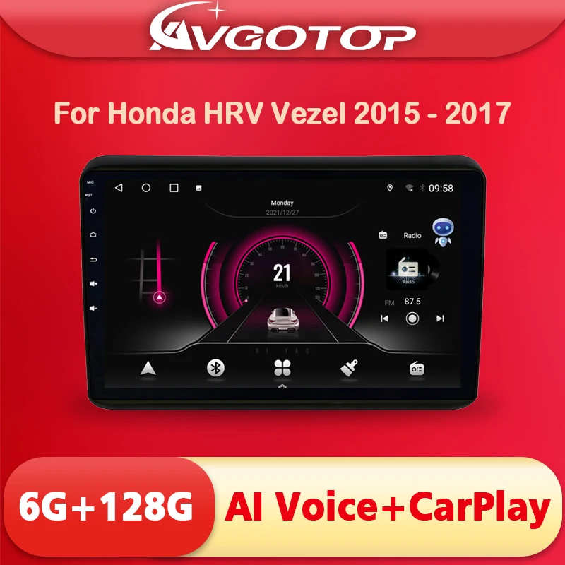 

AVGOTOP Android 11 Автомобильная Мультимедийная система для Honda HRV 2015 VEZEL AI голосовая навигация Carplay Стерео GPS Авторадио