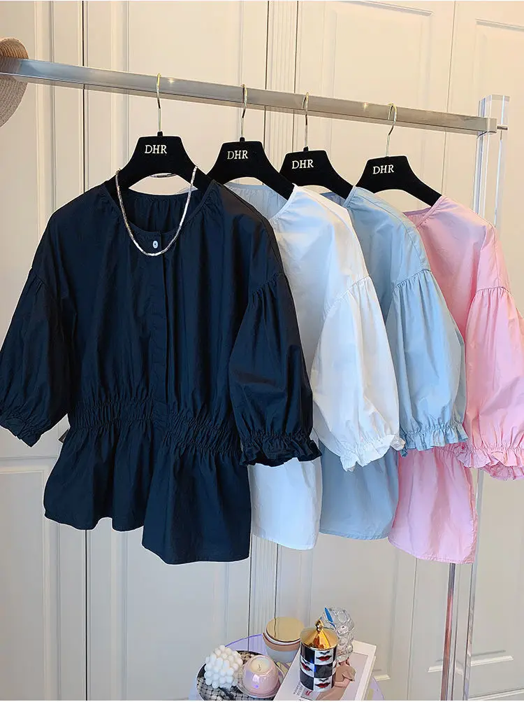 

Woherb Causal Korean Loose Blouse Shirt Women 2022 Spring Summer New Tops Fashion Pleated Blusas Tops Office Lady Camisas Mujer