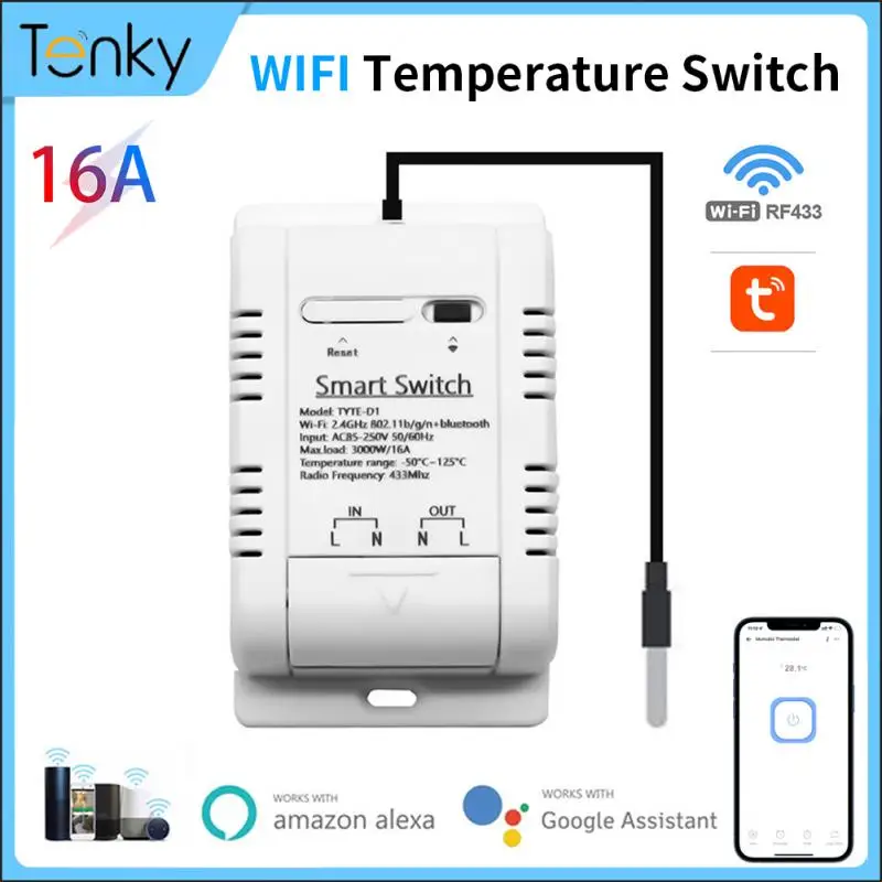 

Tuya Smart Temperature Switch 16A 3000W With Energy Consumption Monitoring RF433 Intelligent Thermostat Compatible With Alexa