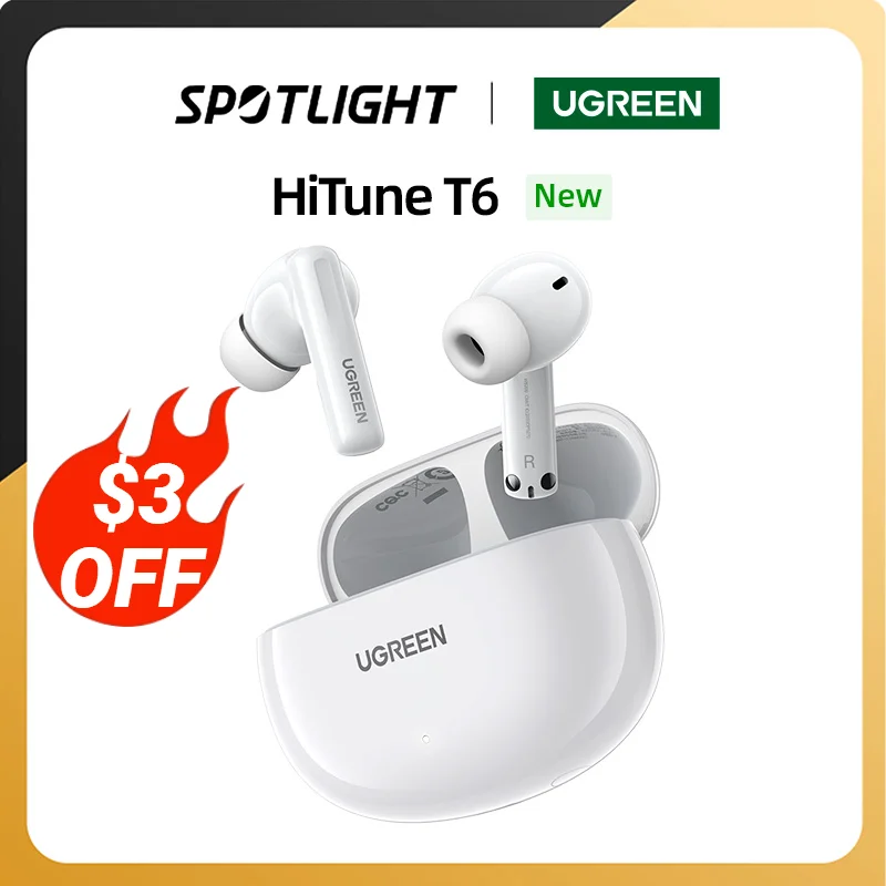 UGREEN HiTune T6 ANC TWS Auriculares Inalámbricos: Una Fusión de Tecnología y Confort para una Experiencia Auditiva Superior 1 UGREEN-auriculares inalámbricos HiTune T6 ANC TWS, cascos con Bluetooth 5,3, cancelación activa de ruido, para iPhone 15 Pro Max, Samsung Galaxy