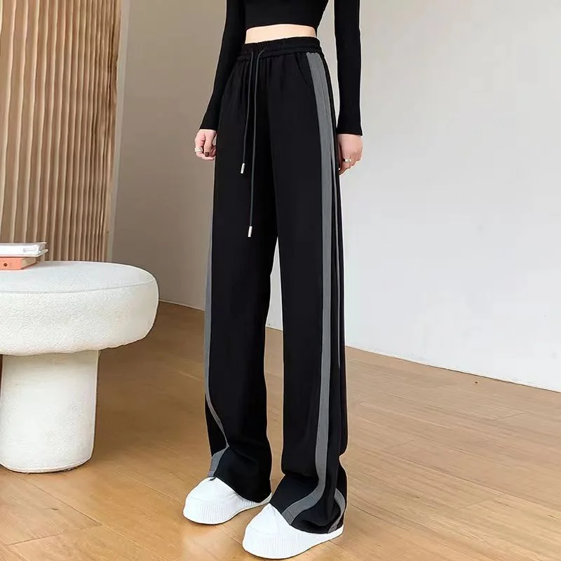 

Fashion Loose Elastic High Waist Pockets Shirring Bandage Pants Women 2023 Summer New Oversized Commute All-match Casual Capris