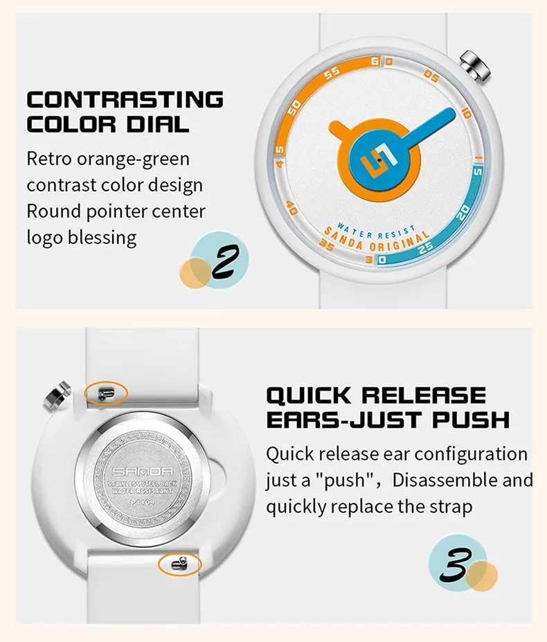 SANDA Quartz Watch New Slim Women Watch Luxury Brand Fashion Silicone Waterproof Quartz Watches Womens Relogio Feminino 1109