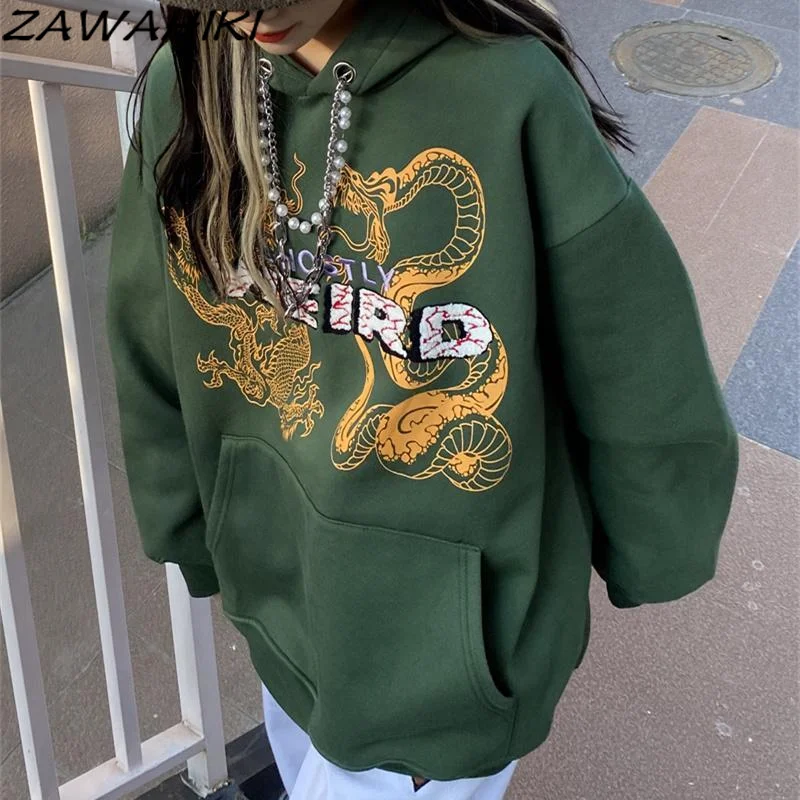 

90s Aesthetic Print Oversized Sweatshirts Harajuku Long Sleeve Goth Pullover Hoodies Y2K Autumn Grunge Punk Coat Retro Clothes