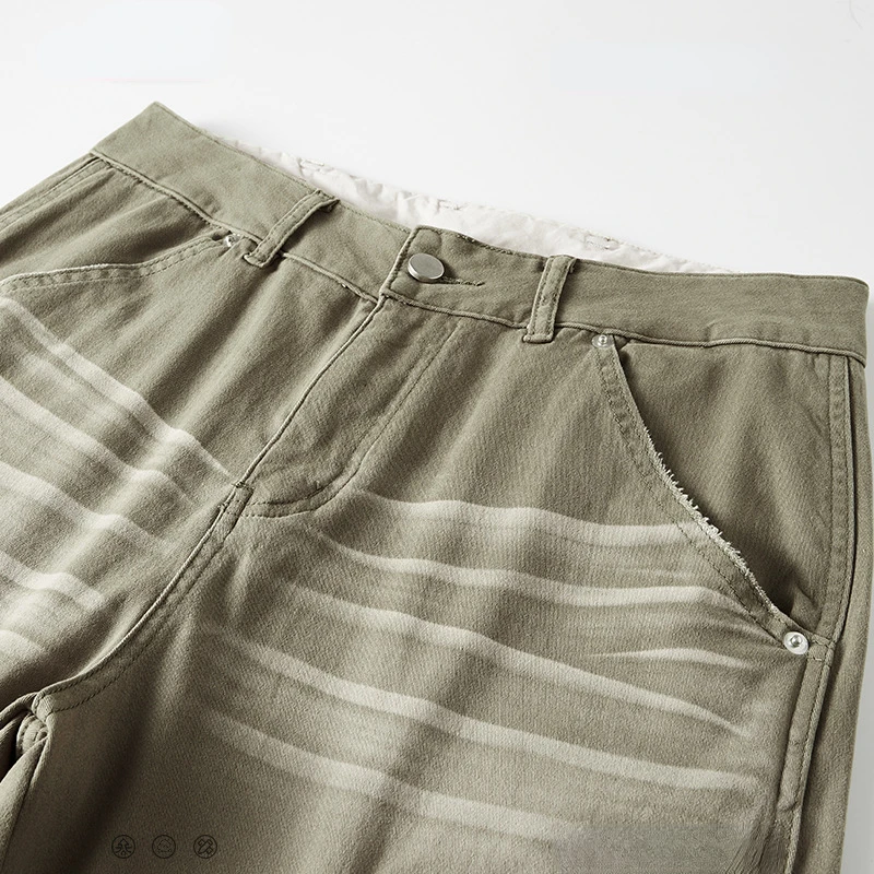 2023 autumn winter washed Cargo Jeans retro High Street Fashion Hip Hop Wide-leg Pants loose Straight casual mens Denim Trouser