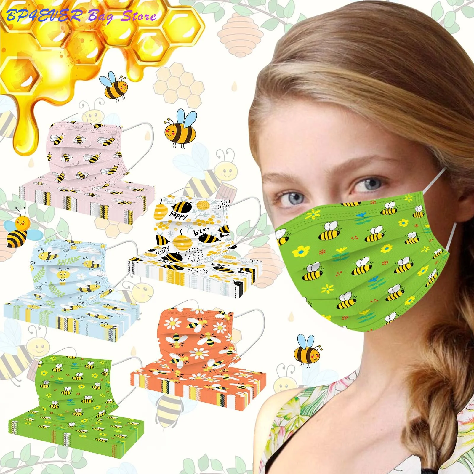 

Cover Spring Bee Mouth Cover For Space Sky Face Mask Disposable Mask Safetys Masks 50pcs Mouth-muffle Cosplay Kawaii Bee 2022