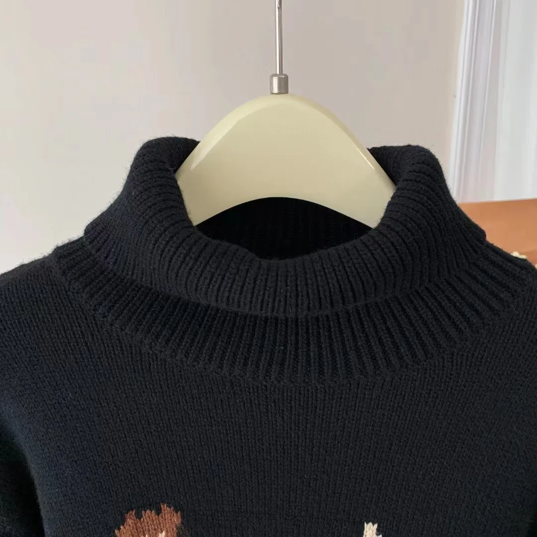 Новинка весна-осень 2024 новый однотонный Свободный Повседневный свитер с высоким