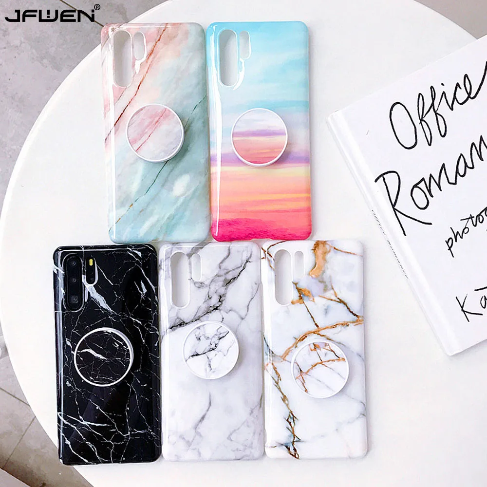 

Stand Holder Marble Phone Cases For Huawei P40 P30 Lite P20 Pro Mate 30 20 Lite Pro Case Cover Silicone Soft TPU Back Shell