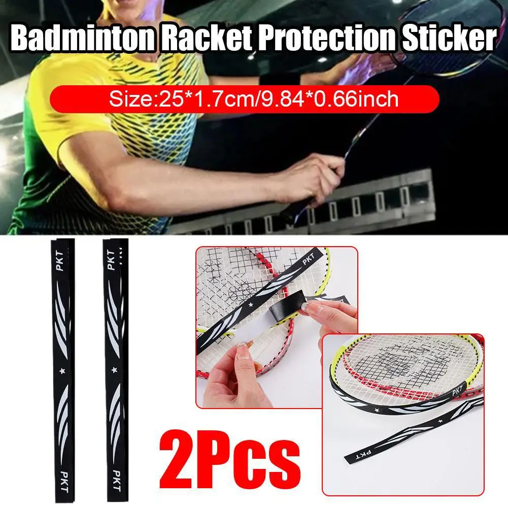 

2pcs Wear Resistant Badminton Racket Head Protector Tape Racquet Guard Self Adhesive Racquets Protective Sticker Accessories