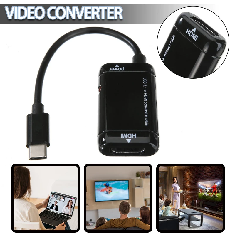 1 шт., адаптер с USB C 3,1 на hdmi, 12 см, 10 Гбит/с