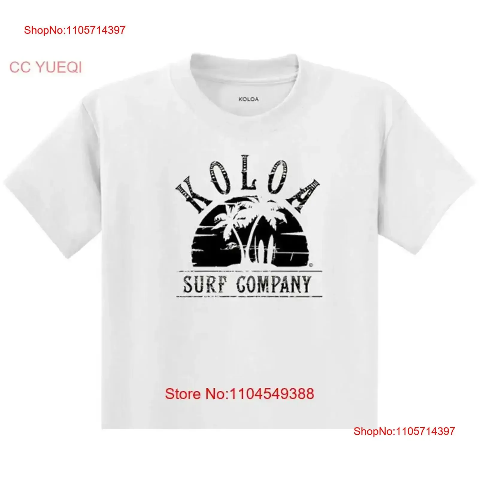 Фото Футболка мужская Koloa Surf Co Heavyweight из 100% хлопка, белая с черными пальмами на закате, большие размеры, винтажный стиль, с эффектом потертости №1