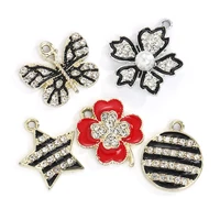multiple shape flower butterfly star earring accessories classic stickers gold mental pendant parts white and black crafts