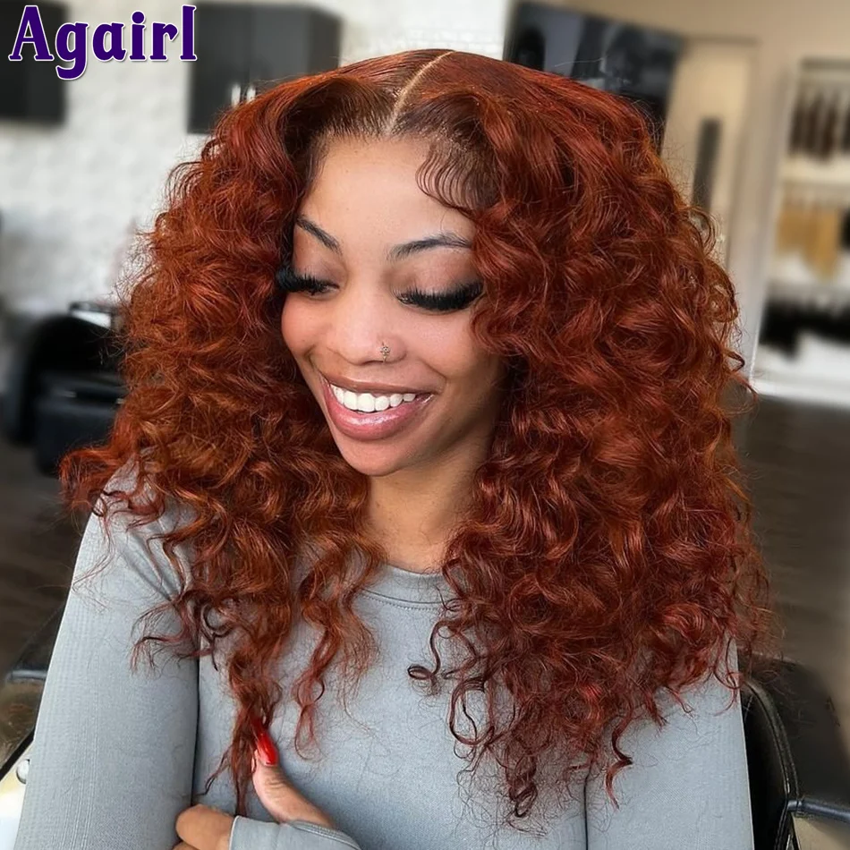 Reddish Brown Loose Wave Short Bob Wig 13X6 Lace Front Wig Human Hair Brazilian Loose Deep Wave 5X5 Lace Closure Wigs for Women