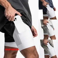 mens running shorts double layer 2 in 1 quick drying breathable fitness training european and american pants men
