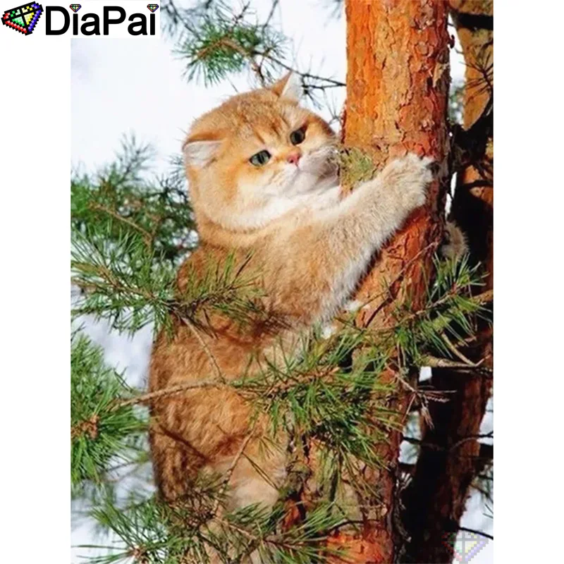 

DIAPAI Full Diamond "Animal Cat" DIY 5D Diamond Painting Cross Stitch Home Decor Picture Of Rhinestone Handmade