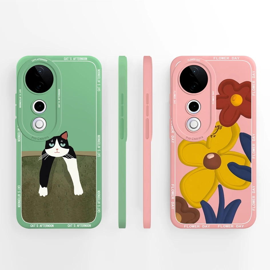 Стильный чехол для Vivo V40 Pro V40SE V40Lite Cool Sweet Style Pretty Girl Avocado Anti Drop Силиконовый корпус V40E