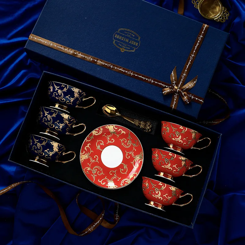 6 чашек ретро императорская Европейская кофейная чашка фарфоровые чайные наборы