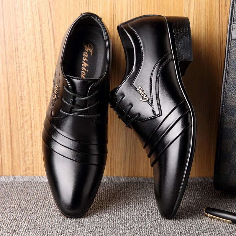 

Мужские кожаные туфли, деловые классические туфли с острым носком, повседневные оксфорды, дышащая рабочая обувь на шнуровке, новинка 2022