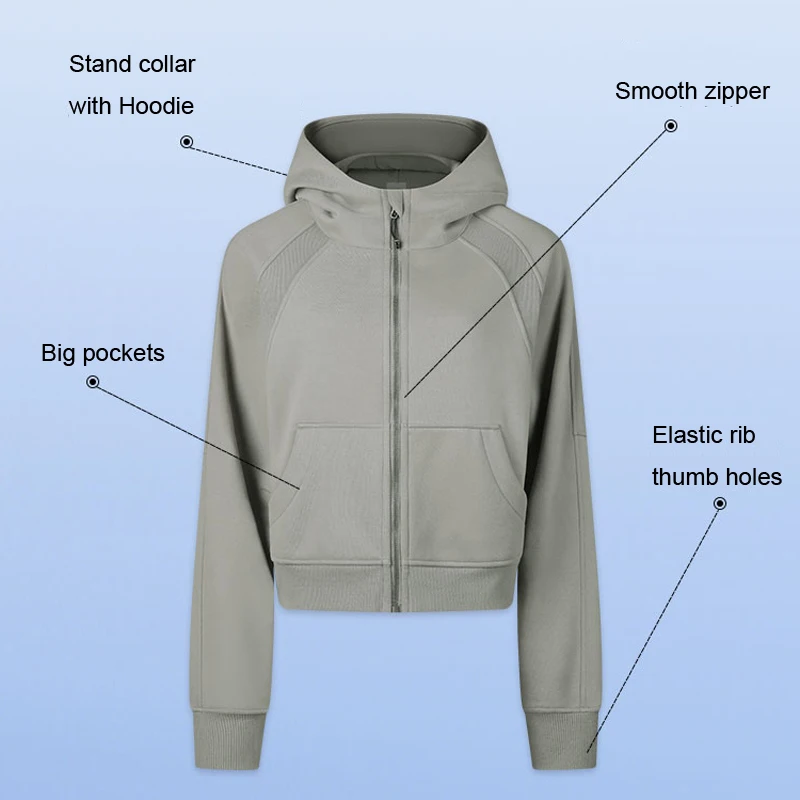 Женские спортивные куртки с карманами и отверстиями для большого пальца