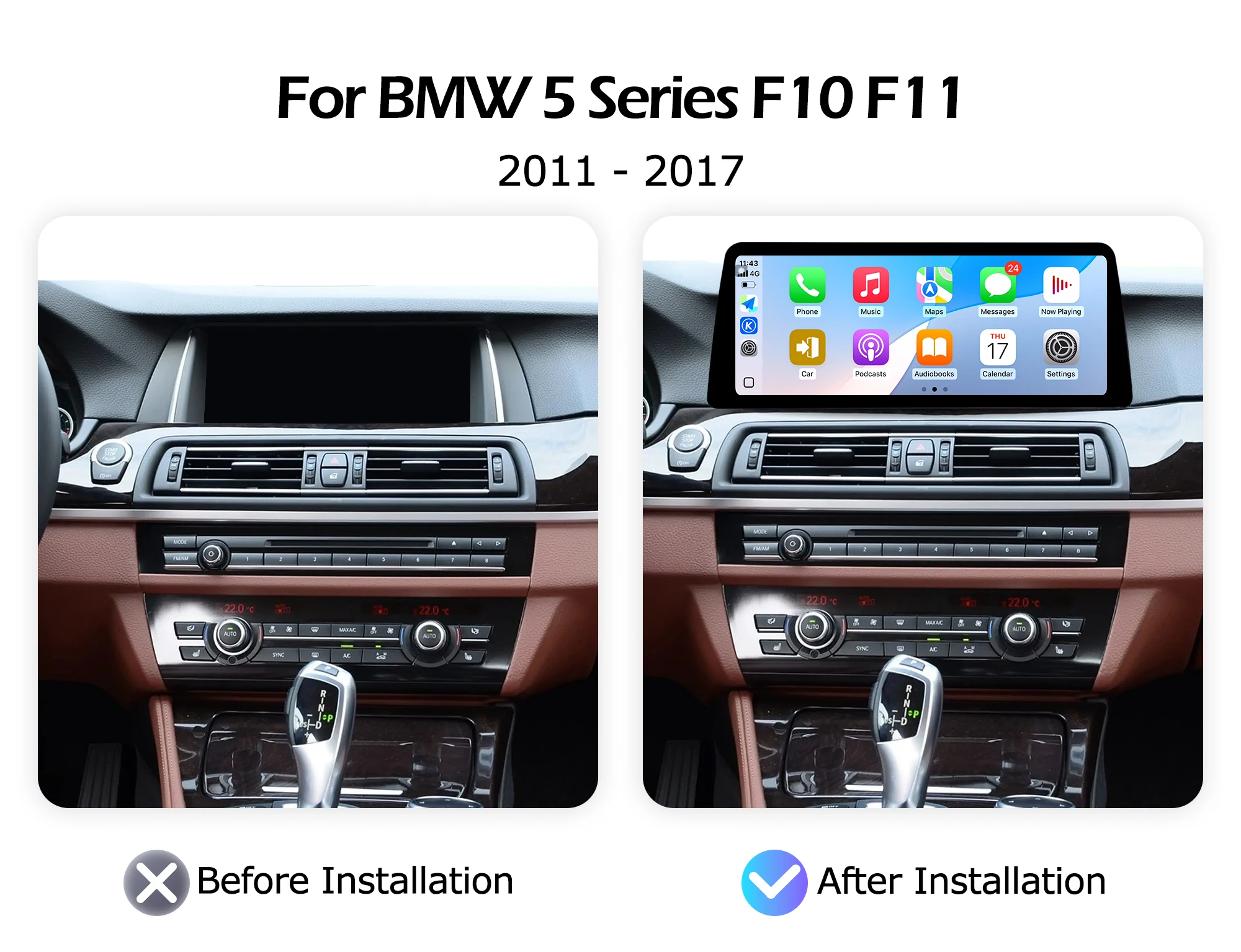 Фото Автомагнитола Android 16 2400*900P для BMW 5 серии F10 F11 2011-2017 с системами CIC NBT, беспроводным CarPlay и Bluetooth №2