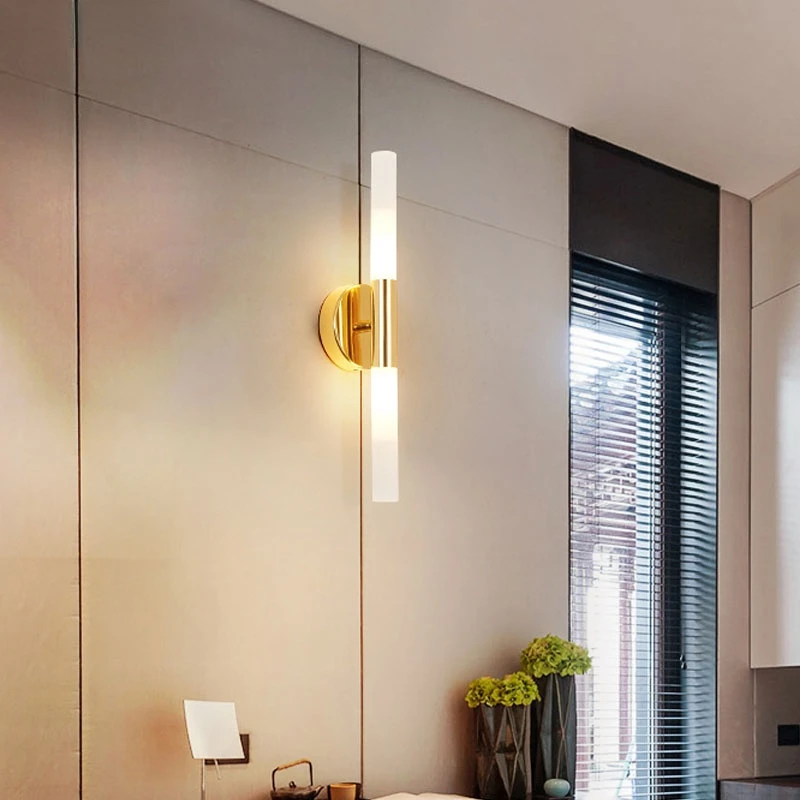 

Modern metal tube LED wall lamp up down sconce Bedroom foyer washroom living room toilet bathroom Decor Wall Mirror Light