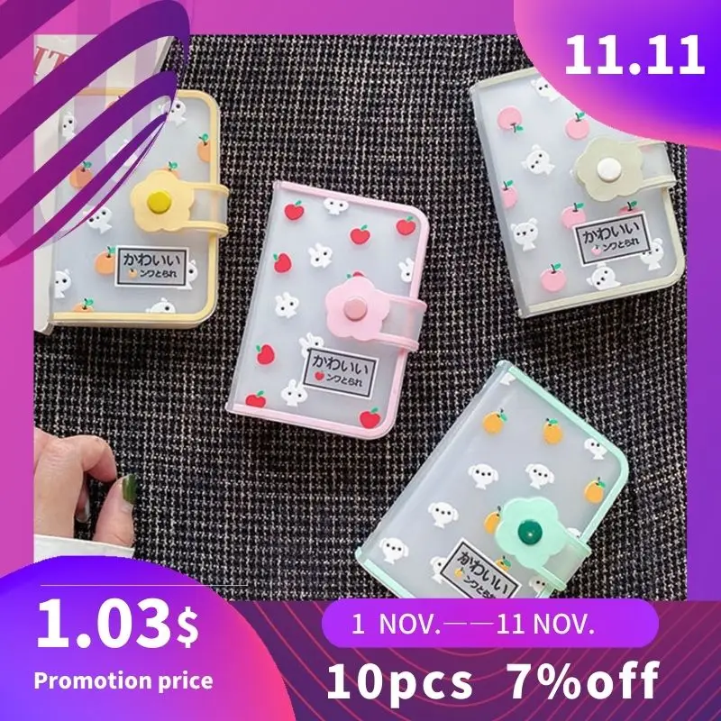 INS 26 Card Slots Card Holder With Button Friut Animals Case For Cards Cute Photocard Holder Women Name Card Book Card Wallet