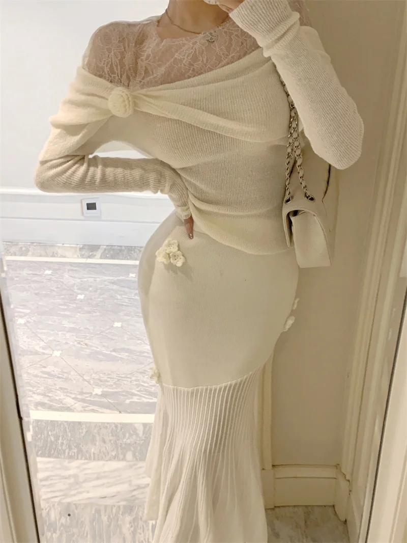 Модные элегантные женские комплекты из 2 предметов прозрачное кружево в стиле