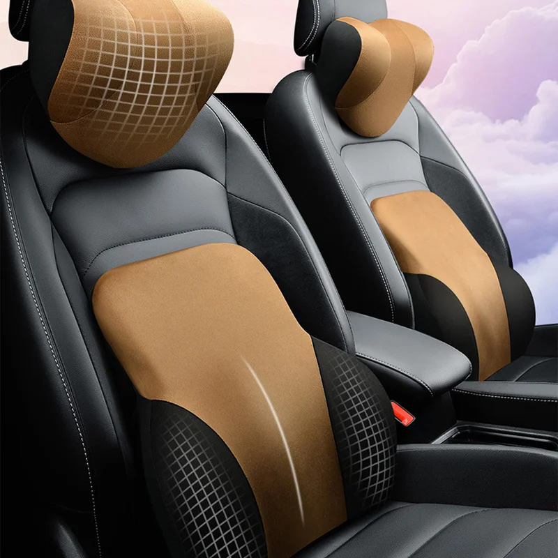 

Four Seasons Car Cervical Memory Foam Seat Pillow Back Car Headrest Neck Pillow Breathable Leather Car Pillow Relieve Fatigue