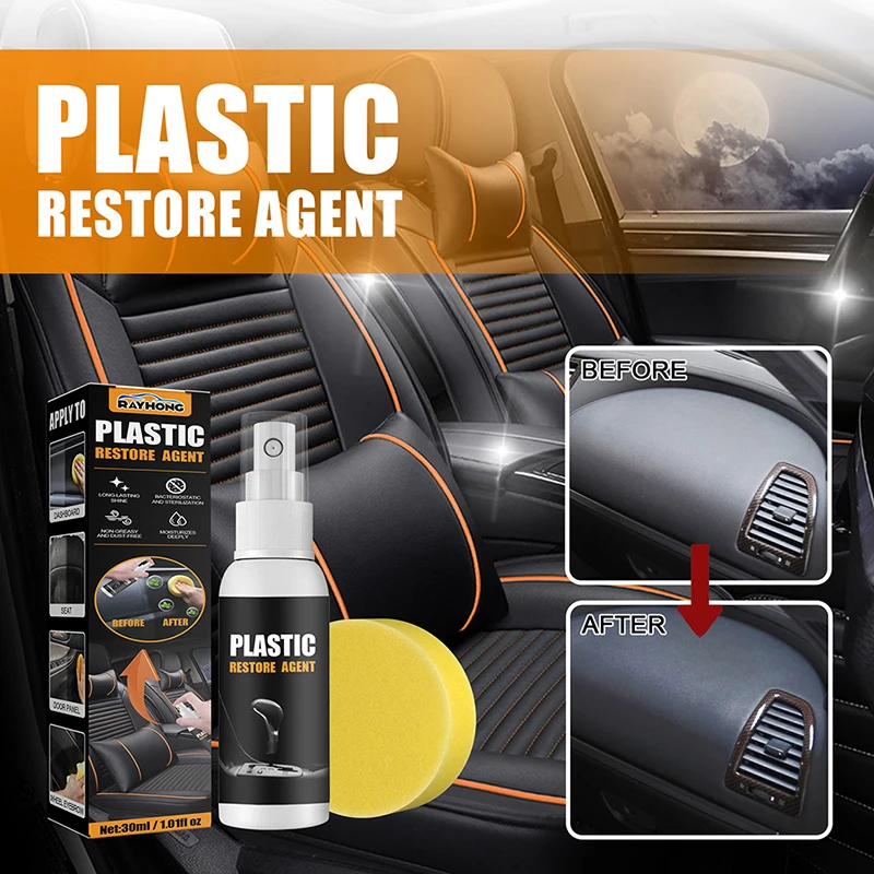 

New 30ml Car Plastic Parts Retreading Agent Waxing Instrument Panel Polishing Auto Plastic Interior Renovated Coating Cleaner