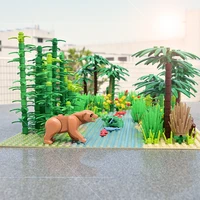 580PCS MOC Rain Forest River Blocks Tropical Rainforests Animal Dinosaurs Baseplates Building Block  Jurassic World Dino Toys