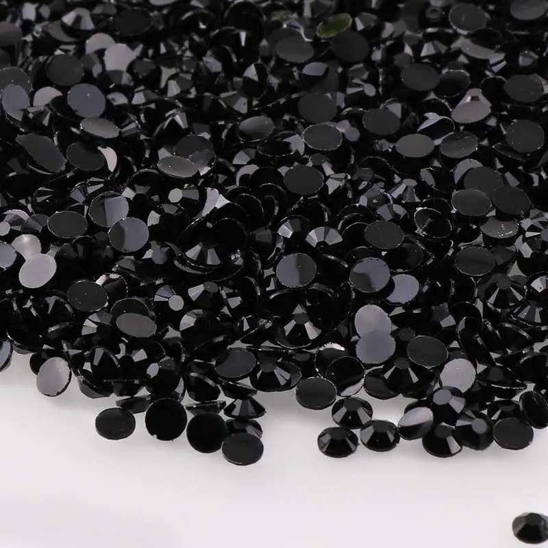 

About 10000pcs 2mm/3mm/4mm/5mm Round Resin Flatback Rhinestones Black Hematite Gray For DIY Nail Art/Jewelry Decoration