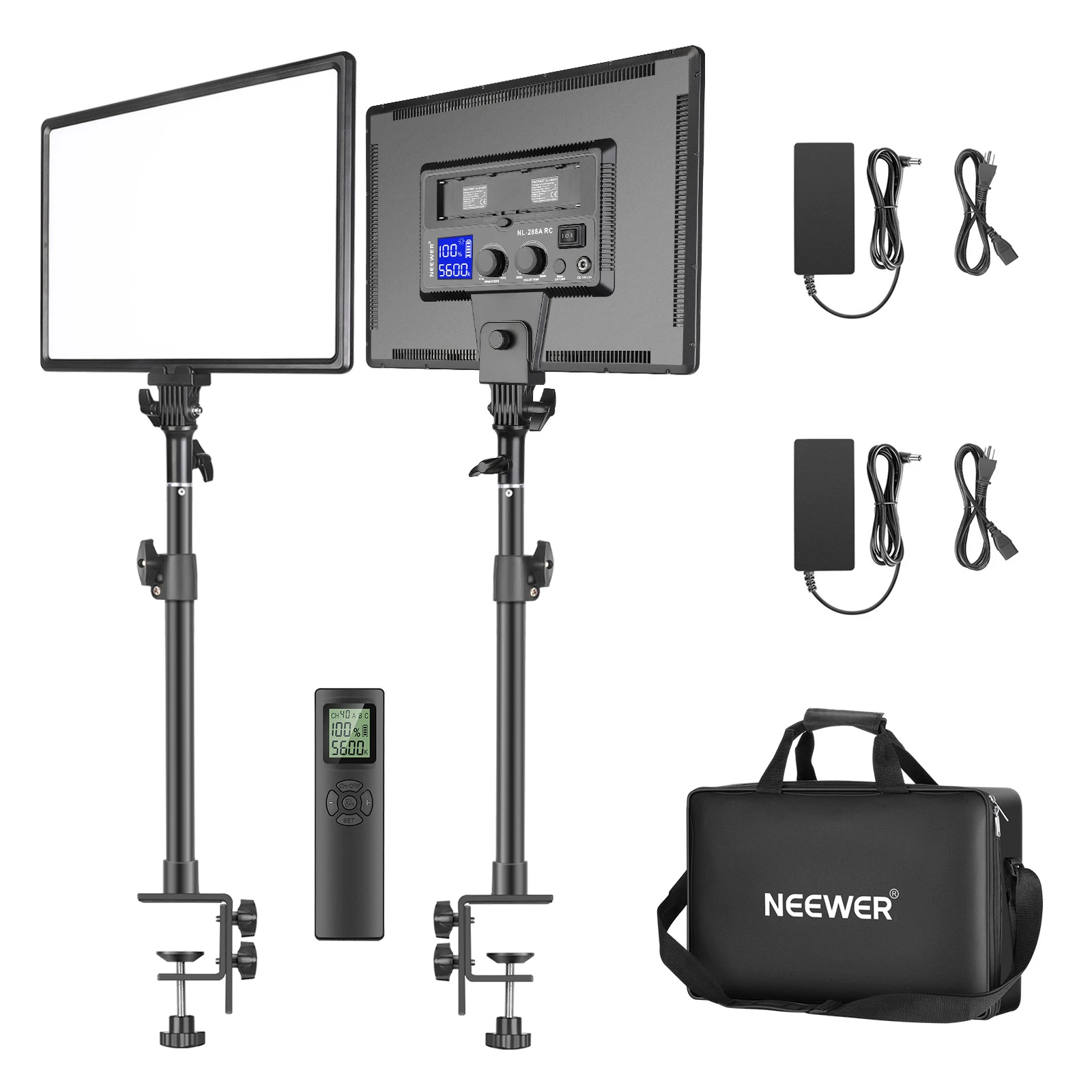 

Neewer 90W Desk Mount LED Video Light C-Clamp Stand Kit with Wireless Remote, Dimmable Bi-Color for Game/YouTube/Live Streaming