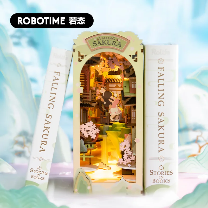 Robotime Rolife Falling Sakura Book Nook с подсветкой легко собрать украшение дома Booknook лучшие подарки для семьи детей TGB05