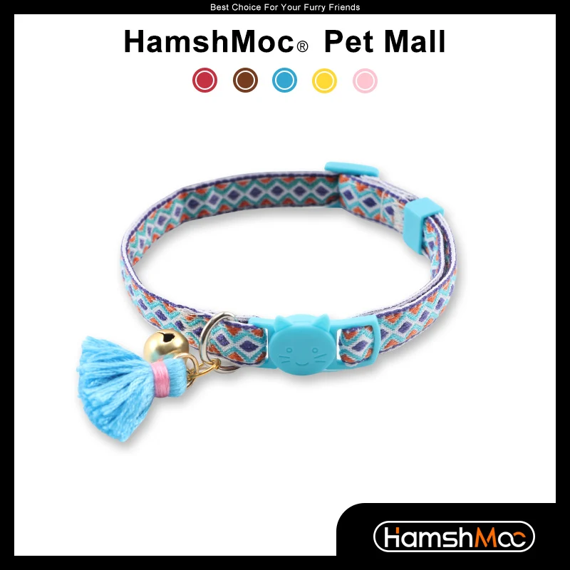 

HamshMoc Quick Release Cat Collar for Safety Breakaway with Bell Soft Adjustable Pet Kitten Collars Necklace