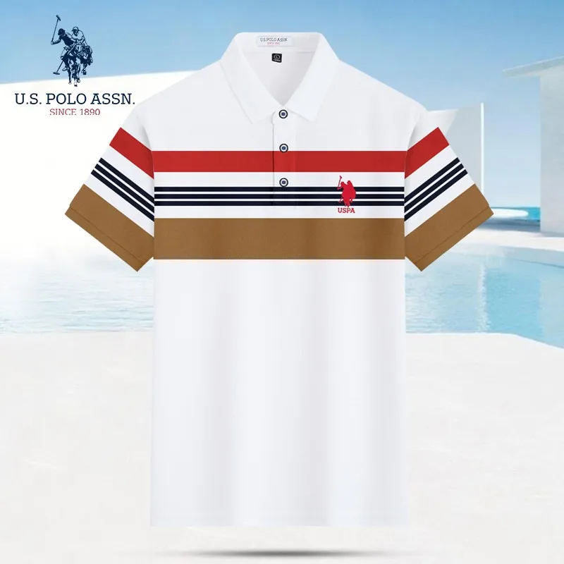 Поло США ASSN. Классическая мужская Свободная дышащая Модная рубашка-поло в
