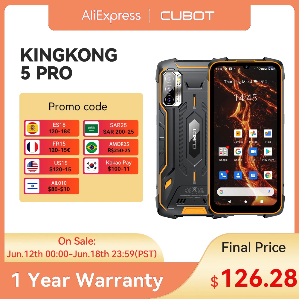 In Stock Cubot Kingkong 5 Pro 8000mAh Android 11 Rugged Smartphone IP68/IP69K Global Version 4GB+64GB Dual Speaker NFC