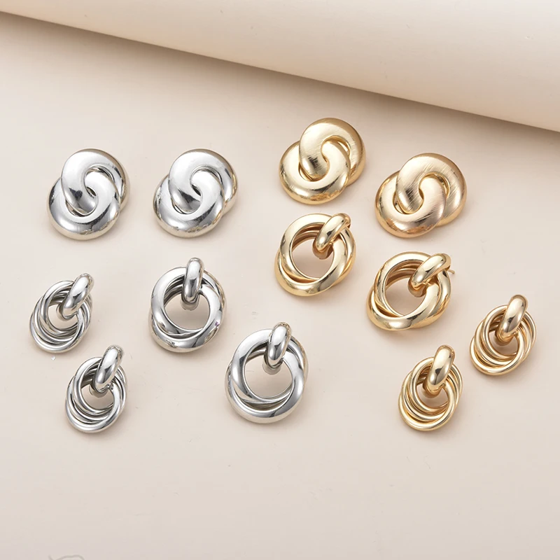 

Twist Knot Metal Stud Earrings For Women Hollow Geometric Statement Gold Silver Color Earrings Brincos Pendientes Wholesale