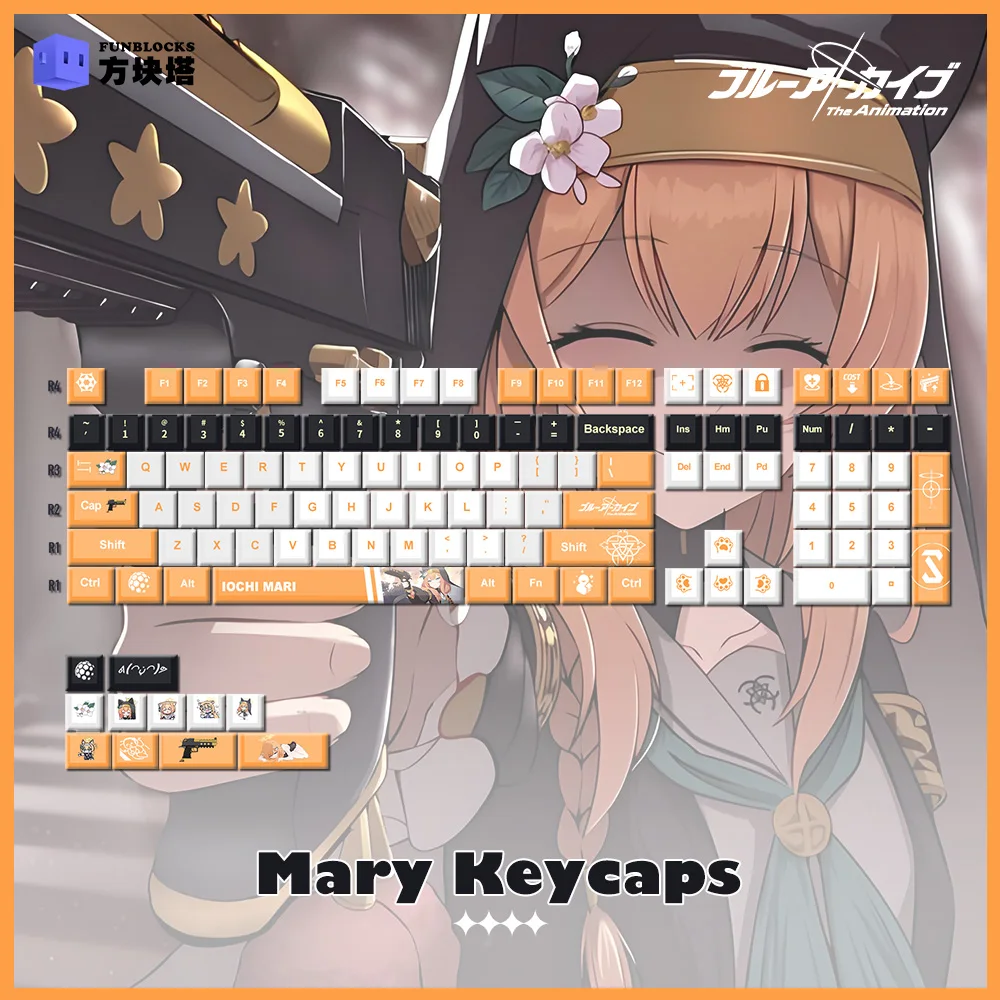 Колпачки для клавиш Blue Archive Orange 131 колпачки из ПБТ механическая клавиатура