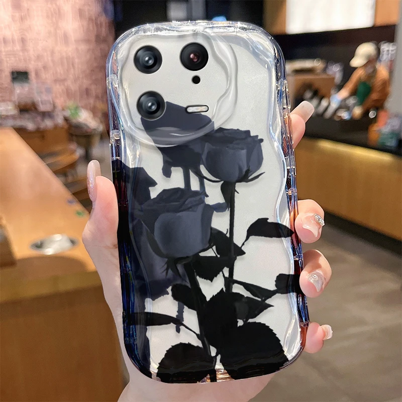 Rose Wave Case for Xiaomi Mi 14 13 12 Pro 11 Lite 11i 5G POCO X6 X5 X4 X3 NFC GT F6 F5 F4 F3 M4 M3 Silicone Shockproof Cover