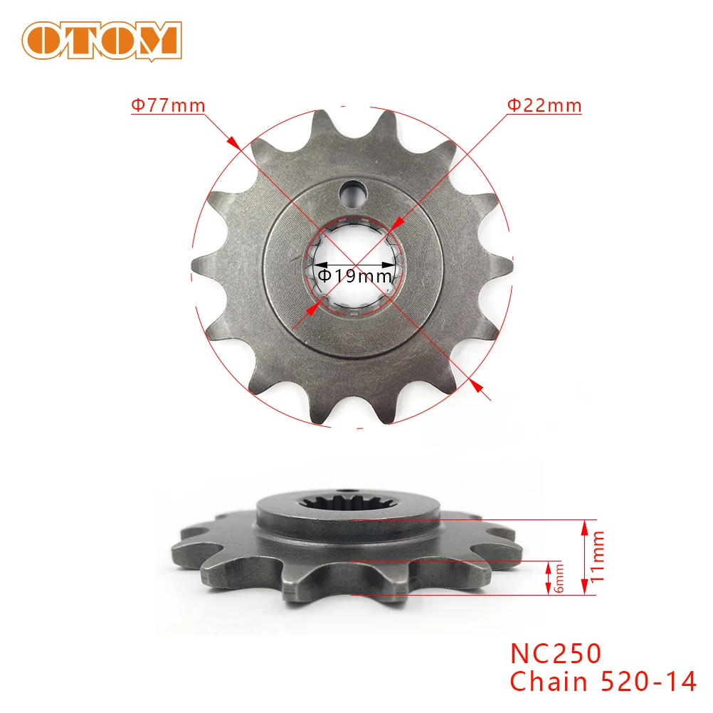 

OTOM для мотоцикла ZONGSHEN NC250, маленькая цепная звездочка, аксессуары для байка, эндуро 520, Тип 13, 14 зубьев, маленькие звездочки двигателя