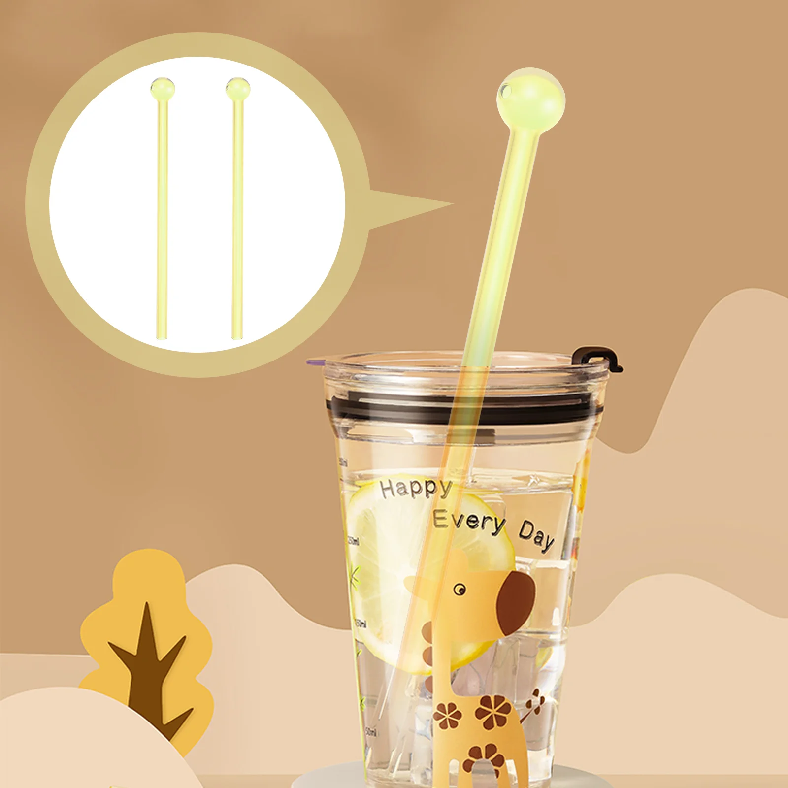 

Straws Glass Straw Drinking Reusable Beverage Round Headcocktail Straight Smoothie Novelty Clear Tea Coffee Stirring Party