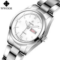 wwoor ladies dress watches day date white small dial quartz woman wrist watch stainless steel waterproof fashion bracelet clocks