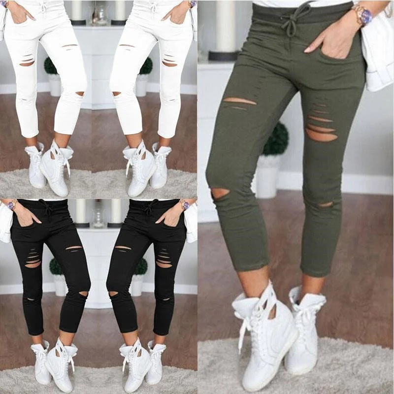 

Хит продаж 2023, джинсы, новые рваные джинсы для женщин, рваные брюки, Стрейчевые брюки-карандаш, леггинсы, женские джинсы