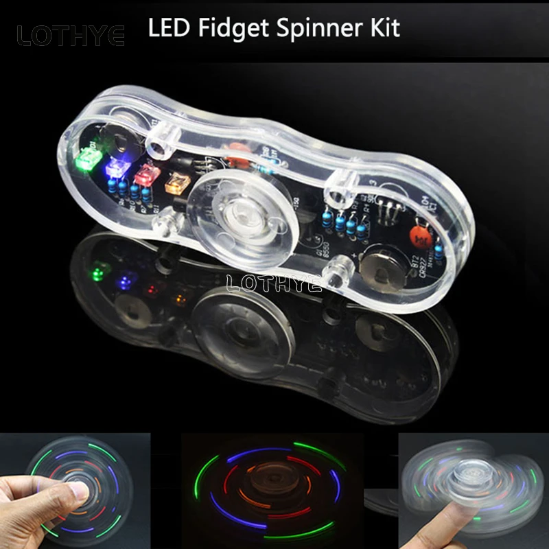 

Electronic DIY Kit POV Rotate Fingertip Gyro DIY Soldering Kit Colorful Diode Electronic Training Set Fidget Spinner SMD Welding