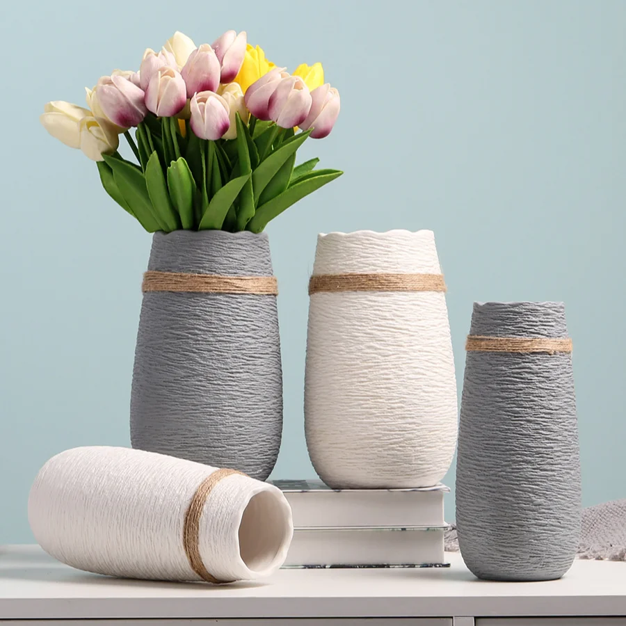 

Скандинавская простая Цветочная ваза, Минималистичная керамическая креативная офисная Настольная Ваза в стиле бохо, интерьерный дизайн ко...