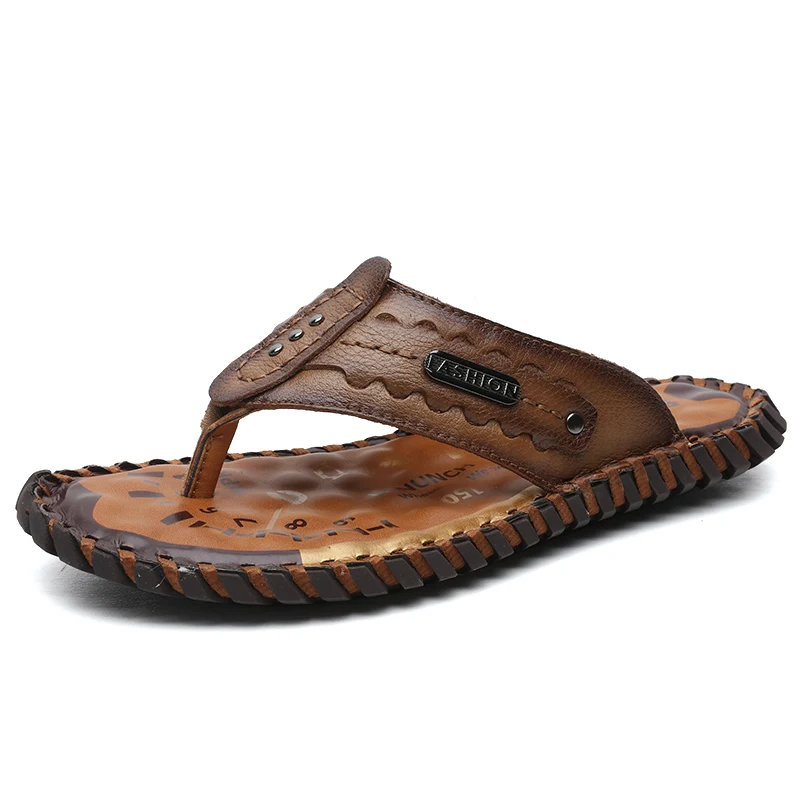 

Pu Handmade Flip Flops Outdoor Beach Sandals Men