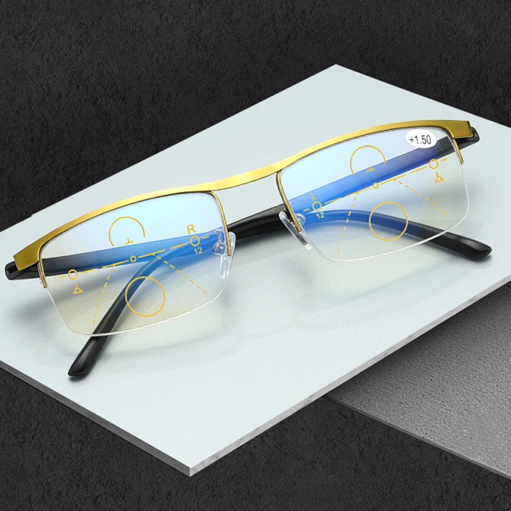 

Progressive Presbyopic Eyeglasses Multifocal Bifocal Eyewear Anti Blue Light Reading Glasses Computer Goggles